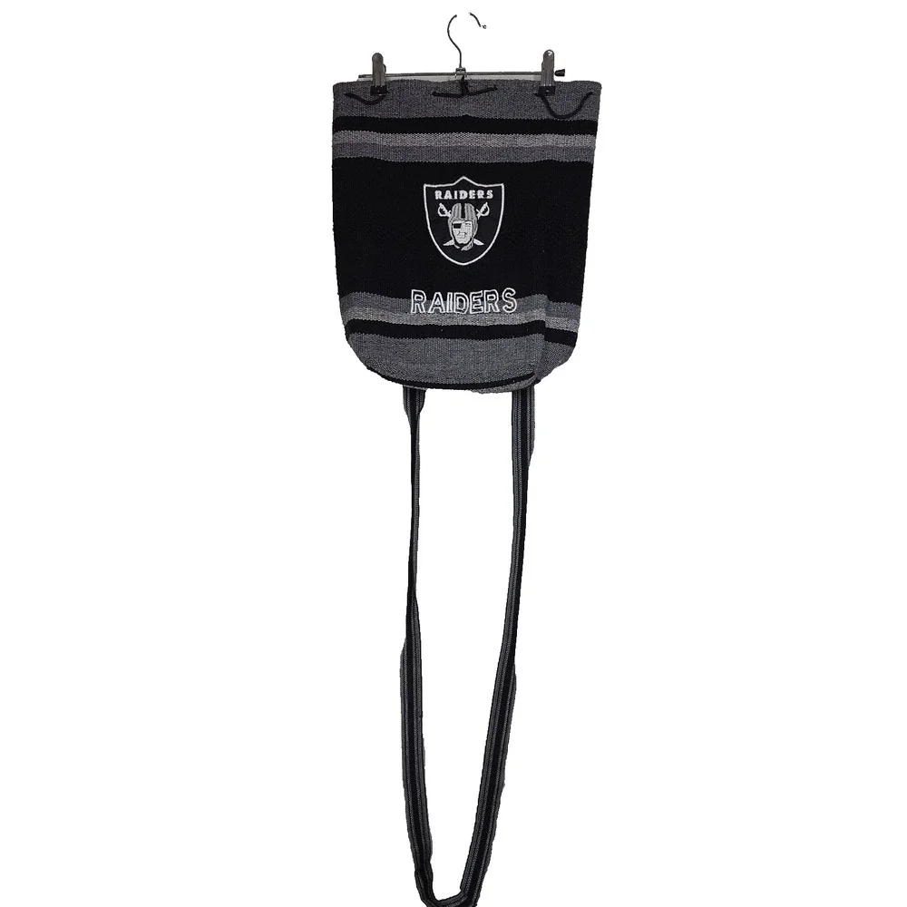 Raiders Backpack Bag Draw String Black White Sports NFL Las Vegas Storage Sport